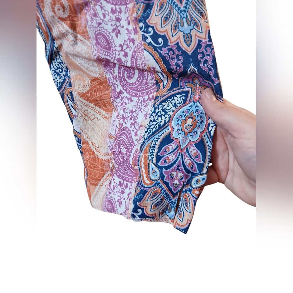 Alfred Dunner Colorful Paisley Stripe Womans Plus Blouse Top 3x Patchwork - Picture 3 of 10